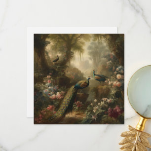 Olie Schilderij Pauw Engelse Tuin Antiek Bedankkaart