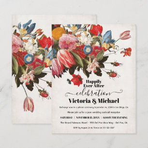 Olie-schilderij stilleven bloemstuk post-huwelijk  RSVP kaartje