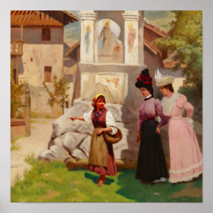 Olie Schilderij van Dames in Victoriaanse Stijl in Poster