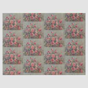 Olie-schilderij van een vintage Franse rozentuin i Tissuepapier