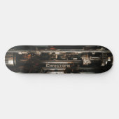 Olie-schilderij van industriële machineversnelling persoonlijk skateboard (Horizontaal)