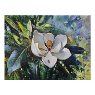Olie Schilderij van Magnolia Bloesem van Natuurlij Perfect Poster