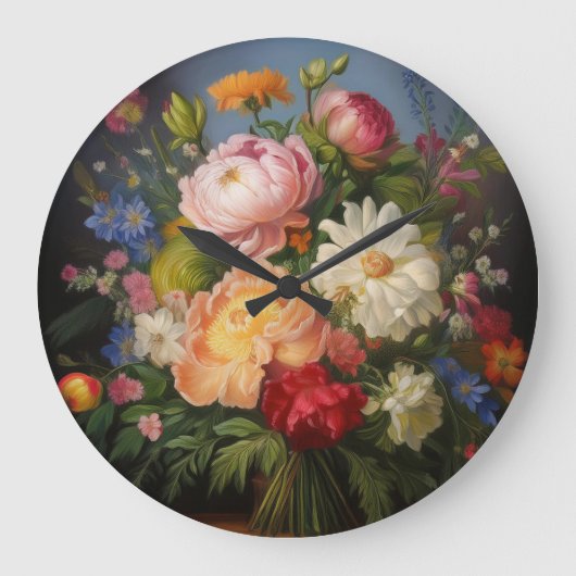 Olie Schilderij van Pioenrozen Grote Klok (Voorkant)