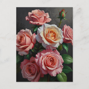 Olie Schilderij van Rozen Bloemen Briefkaart