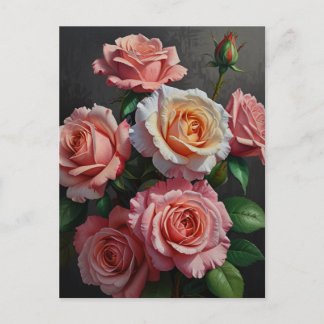 Olie Schilderij van Rozen Bloemen Briefkaart