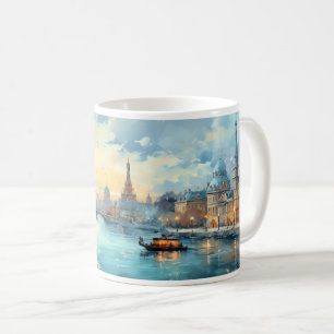 Olie Schilderij Van Stad En Rivier Koffiemok