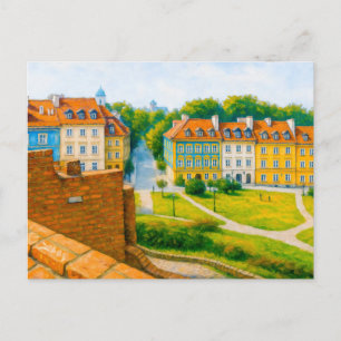 Olie-schilderij van Warschau - Gezicht vanaf stads Feestdagenkaart