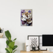 Olie Schilderij Witte Pioenbloem Poster (Thuiskantoor)