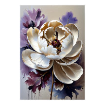 Olie Schilderij Witte Pioenbloem