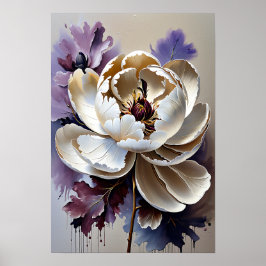 Olie Schilderij Witte Pioenbloem Poster