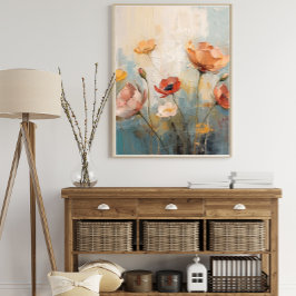 Olie-schilderijposter met vintage bloemen poster