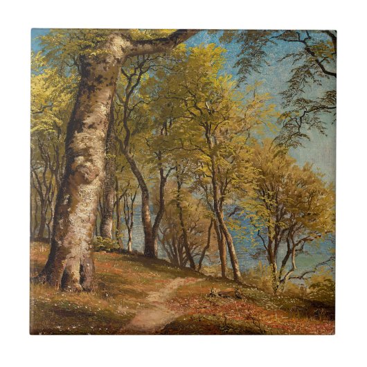 Olie-schilderijprint van een vintage kustbos tegeltje (Voorkant)