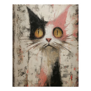 Olie van Fraidy Cat-Spooked Expressionist Art Perfect Poster