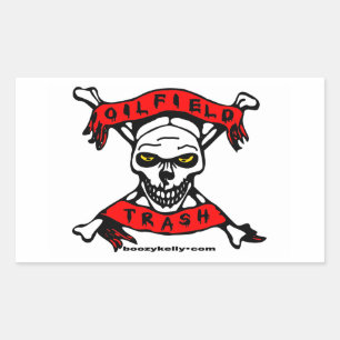 Olie Veldafval, Schedel & Kruisbeenderen, Biker, O Rechthoekige Sticker