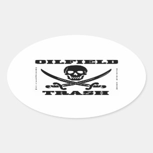 Olie Veldafval, Schedel & Kruisbeenderen, Olie, Ga Ovale Sticker