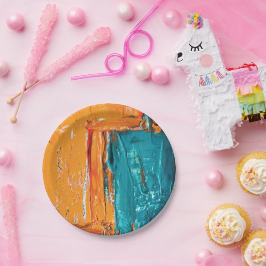 Olie Verf abstract Kunstontwerp Papieren Bordje (Feest)