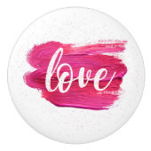 Olie Verf Liefde citaat Roze design Keramische Knop (Voorkant)