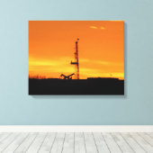 Olie Workover Rig op Sunset Canvas Afdruk (Insitu (Houten vloer))