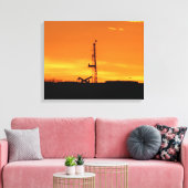 Olie Workover Rig op Sunset Canvas Afdruk (Insitu (Woonkamer))