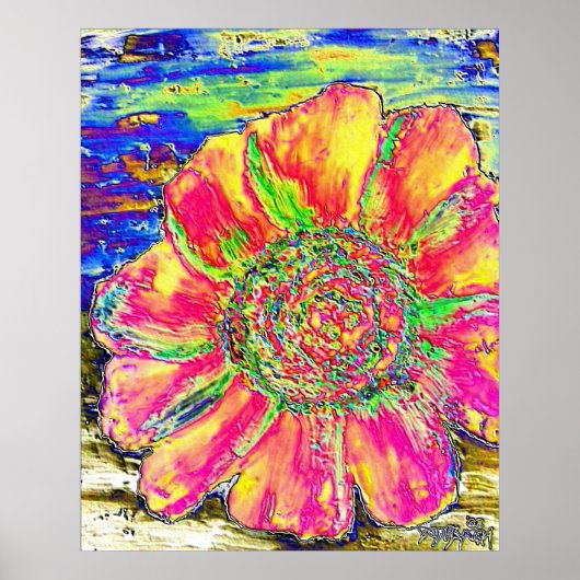 olie_zonnebloem_schilderij6 poster (Voorkant)