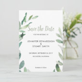 Oliebladeren van de botanische waterverf Sla de da Save The Date (Staand voorkant)