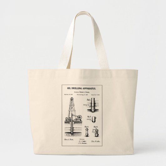 olieboorblauwdruk grote tote bag (Voorkant)