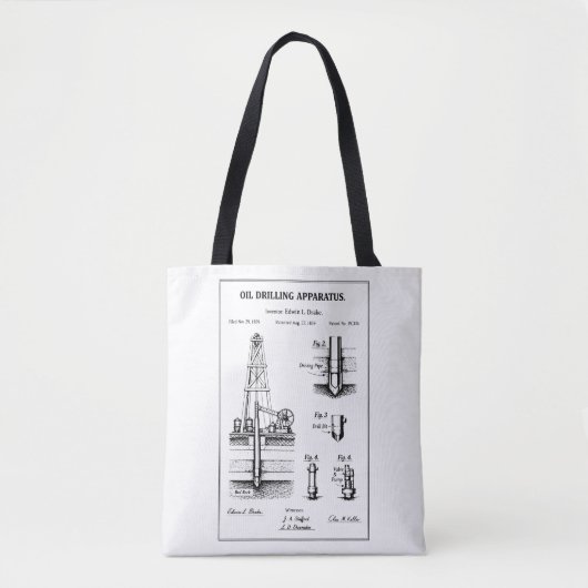 olieboorblauwdruk tote bag (Voorkant)
