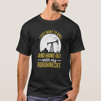 Olieboringen met pijpleiding voor een olierijhals t-shirt