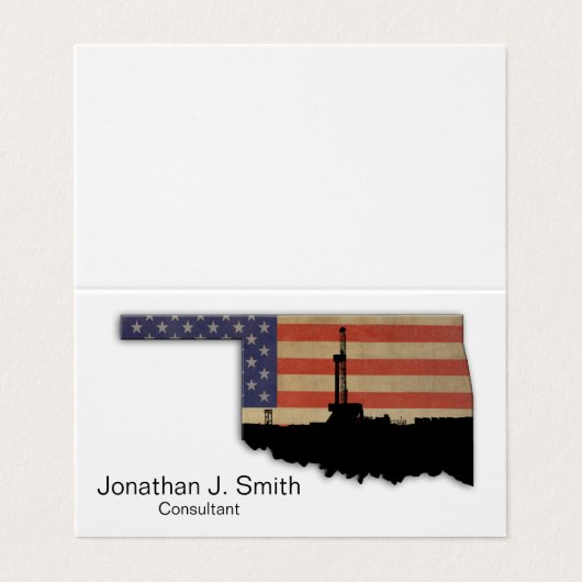 Olieboringen, Oklahoma, sterren, strips Visitekaartje (Buitenkant ongevouwen)