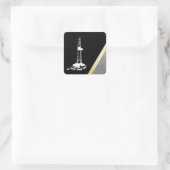 Olieboringsinstallatie op zwart, goud, metaalblik vierkante sticker (Tas)