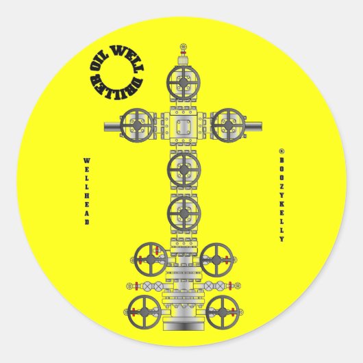 Oliebron Driller, Wellhead, Sticker, Olieveld, Oli Ronde Sticker (Voorkant)