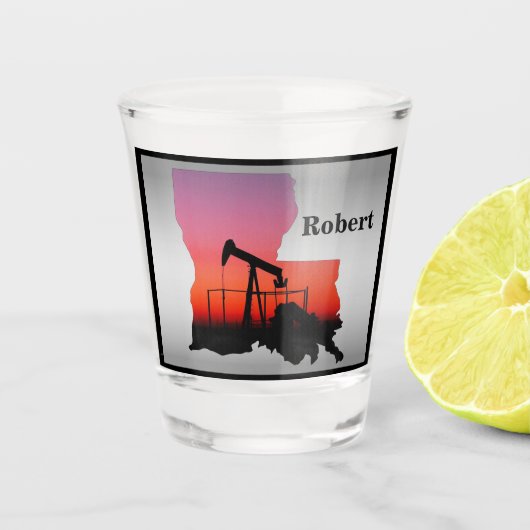 Oliebron Pomp Jack Louisiana Vorm gepersonaliseerd Shot Glas (Voorkant)