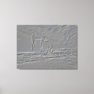 Oliebron pompen (pomp Jack) eenheid (reliëf look) Canvas Afdruk
