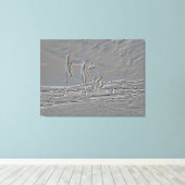 Oliebron pompen (pomp Jack) eenheid (reliëf look) Canvas Afdruk (Insitu (Houten vloer))