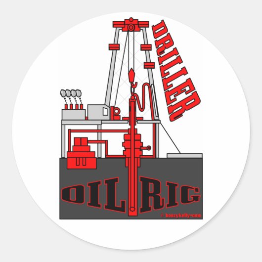 Oliedrukmachine, olieveldboer ronde sticker (Voorkant)