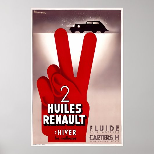 Olieën Renault Vintage Auto Poster (Voorkant)