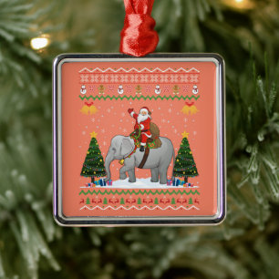 Oliefant Lelijk Kerstcadeau Kerstman Rid Olifant K Metalen Ornament