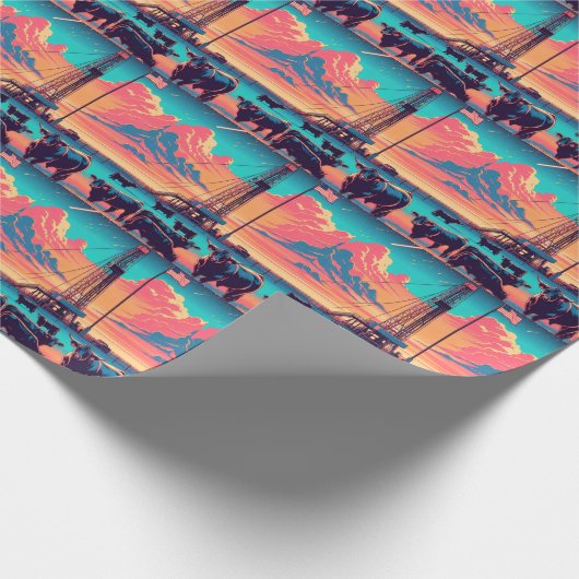 Oliegasinstallatie bij zonsondergang  Vee en Ameri Cadeaupapier (Hoek)