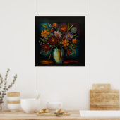 Oliegeschilderde Bloemendroomwereld Poster (Keuken)