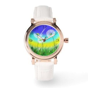 Oliegeschilderde Paardenbloem Onkruidklok, Horloge