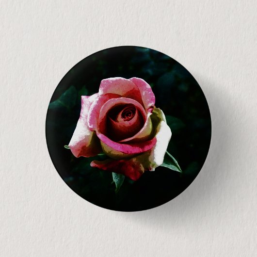 Oliegeschilderde Roos Ronde Button 3,2 Cm (Voorkant)