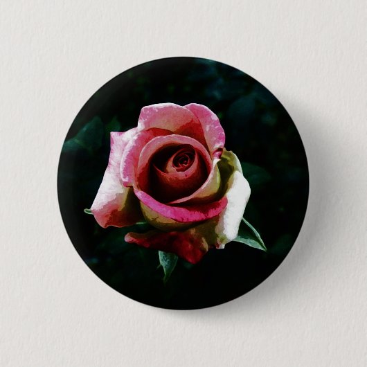 Oliegeschilderde roos ronde button 5,7 cm (Voorkant)