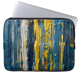 Oliegeverfde verticale Abstracte strepen Laptop Sleeve