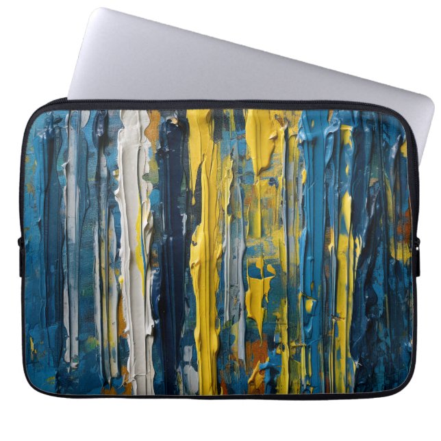 Oliegeverfde verticale Abstracte strepen Laptop Sleeve (Voorkant)