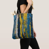 Oliegeverfde verticale Abstracte strepen Tote Bag (Dichtbij)