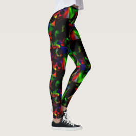 Oliegroene en rode vlekken met donkere delen leggings