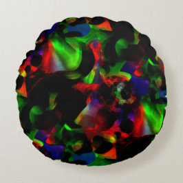 Oliegroene en rode vlekken met donkere delen rond kussen