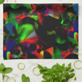 Oliegroene en rode vlekken met donkere delen theedoek