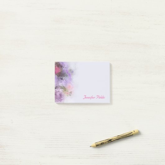 Oliekleuren Bloemen Abstracte Sjabloon Handgeschre Post-it® Notes (Op bureau)