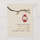 Olielamp Camping Fall Wedding Save the Date Aankondigingskaart (Voorkant)